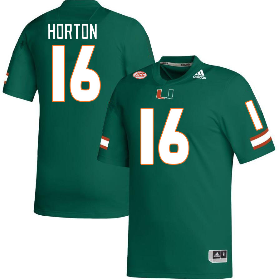Men #16 Isaiah Horton Miami Hurricanes College Football Jerseys Stitched-Green - Click Image to Close